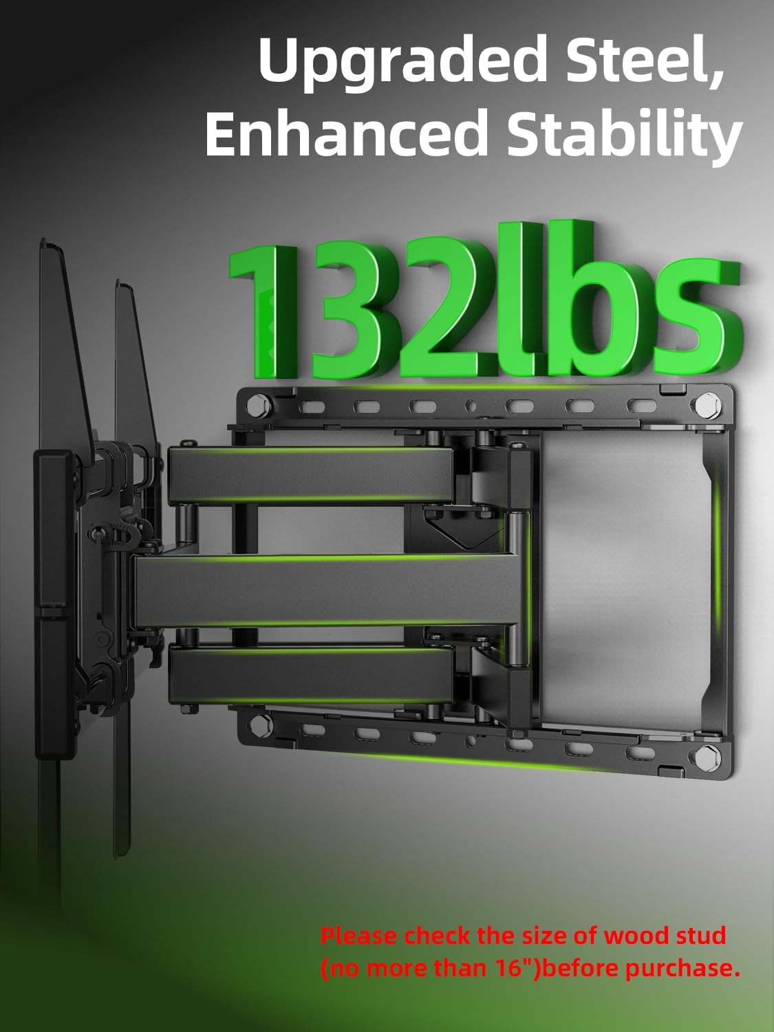 USX Mount Full Motion TV Wall Mount - Fits 42-90 Inch Flat Screen TVs | Dual Swivel & Tilt, Holds Up to 132lbs