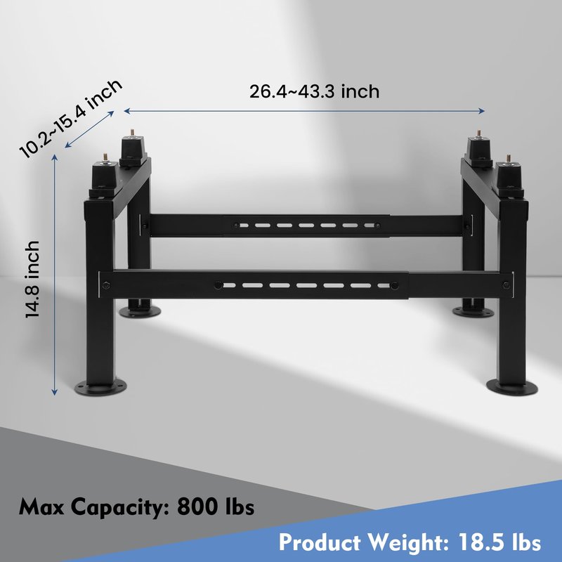 Saranna Mini Split Ground Stand, Heavy Duty Adjustable Mini Split Stand Condenser Stand w/800 LBS Load Capacity for 9000-36000 BTU Ductless Mini Split Air Conditioner Heat Pump, Black