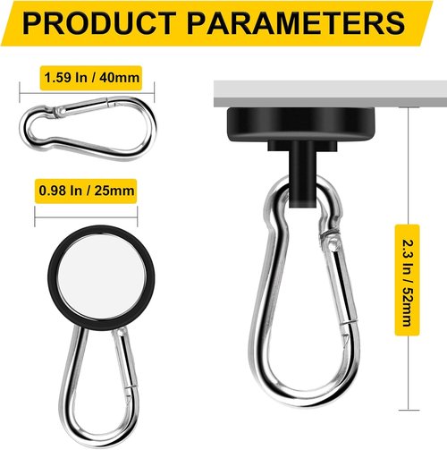 DIYMAG Magnetic Hooks - 70LBS Heavy Duty Neodymium Magnets for Home, Office & Travel | 15-Pack