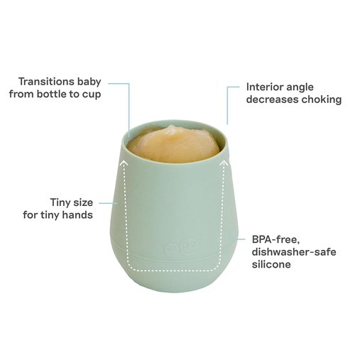 Ezpz Tiny Cup - 100% Silicone Training Cup for Infants | Pediatrician-Designed | Sage Color, 4 Months+