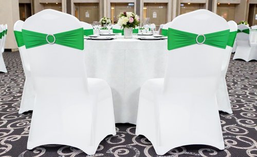 MDS Spandex Chair Sashes - Universal Fit Elastic Bands with Buckle for Weddings & Events | Light Green, Pack of 75