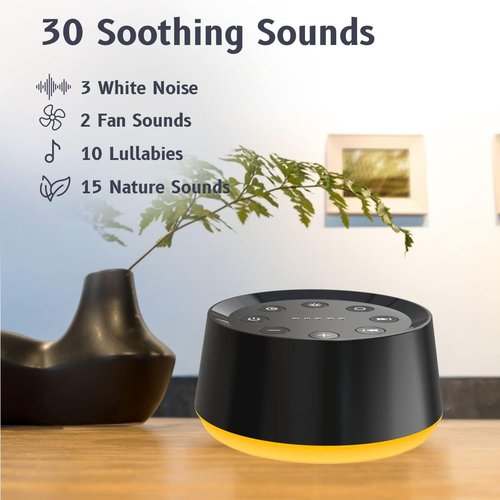 BrownNoise White Noise Machine - 30 Soothing Sounds for Sleep | 36 Volume Levels & Memory Function, Black