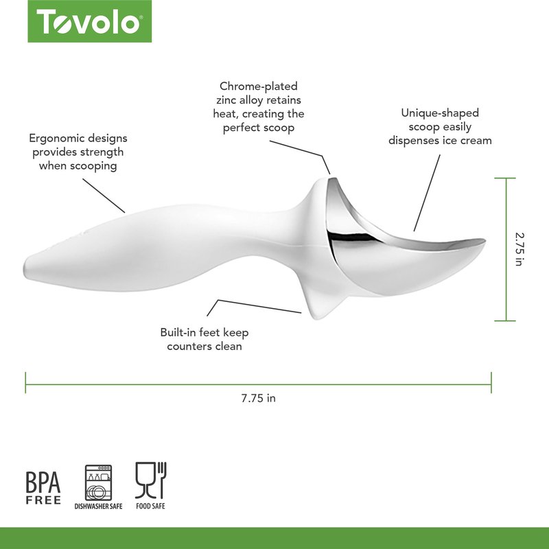 Tovolo Tilt Up Ice Cream Scoop, Ergonomic Handle, Dishwasher Safe, White, 1 EA (80-5217)