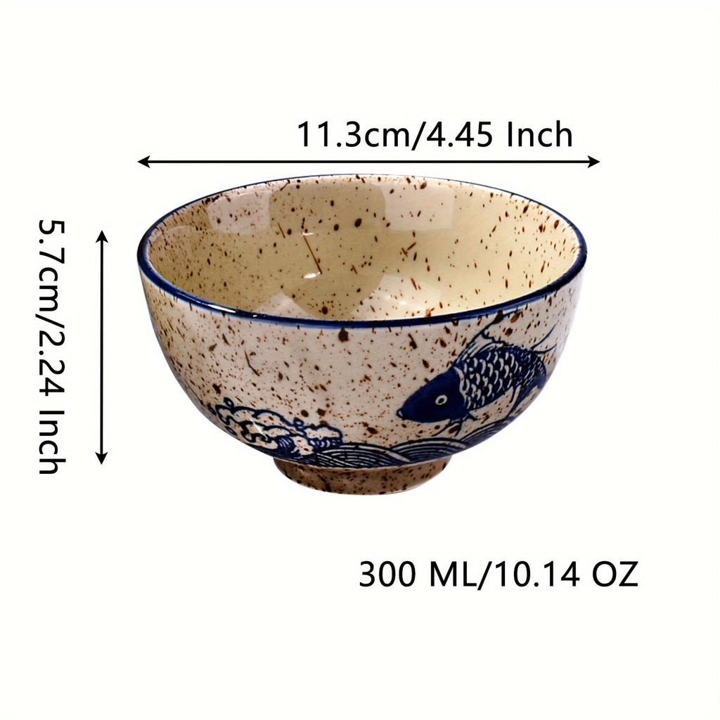Whitenesser Japanese Retro Rice Bowls Set of 4 Hand-Painted Floral Design Ceramic Soup Sushi Bowls Small Cute Bowls