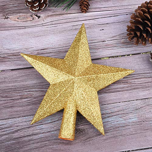 8-Inch Gold Glitter Star Christmas Tree Topper - Festive Holiday Decor