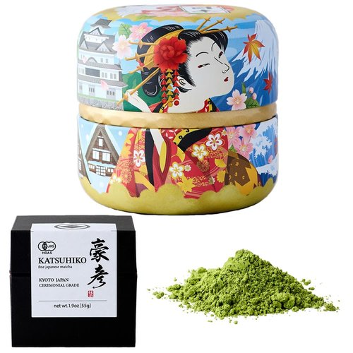 KATSUHIKO Japanese Organic Matcha - Ceremonial Grade - Carefully selected by our 20th-generation Kyoto tea master (est. 1751).Organic JAS Certified. 55g(1.94 oz).