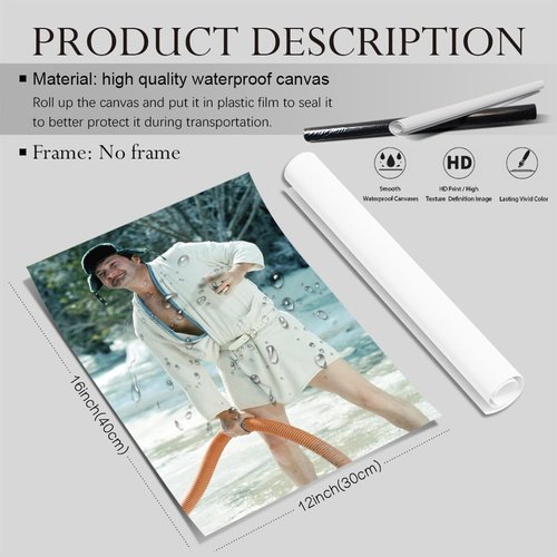 Funny Movie Bathroom Art | Cousin Eddie Poster by Generic - Black and White Canvas Print for Wall Decor