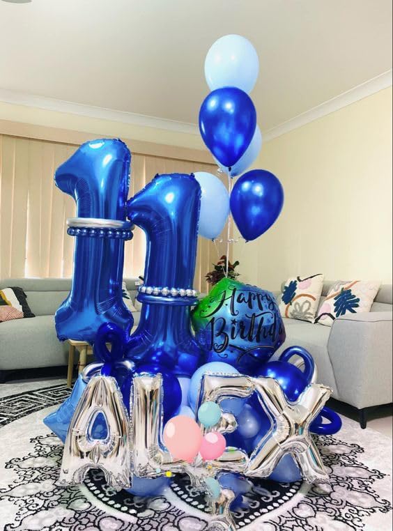 Number 11 Balloon by [Brand Name] - 40-Inch Navy Blue Birthday Decoration for 11th Year Celebration
