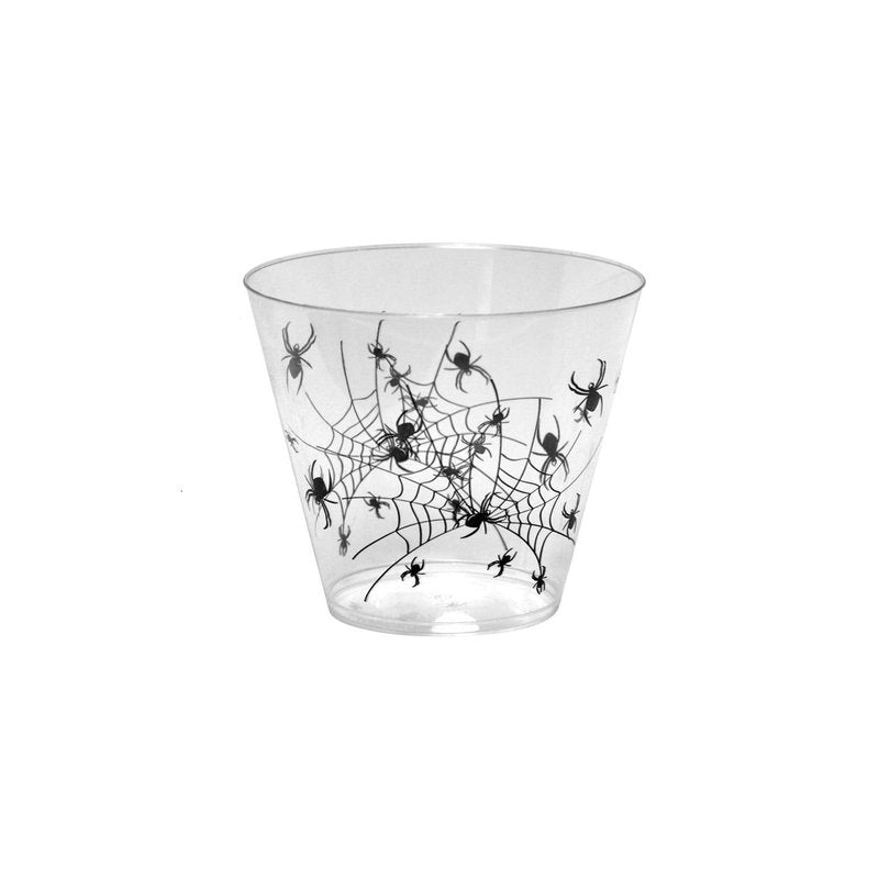 Party Essentials N92042-2 Disposable Plastic Halloween Party Cups/Glasses, Spider Print, 9-Ounce., 40-Count