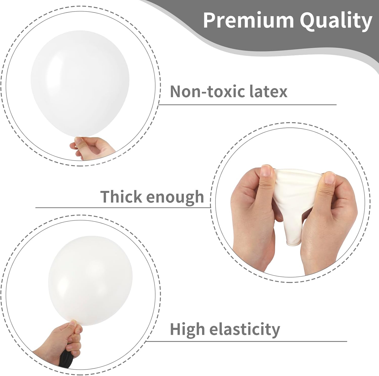 RUBFAC White Balloons - 105pcs in 5/10/12/18 Inch Sizes | Ideal for Garland, Party & Event Decorations