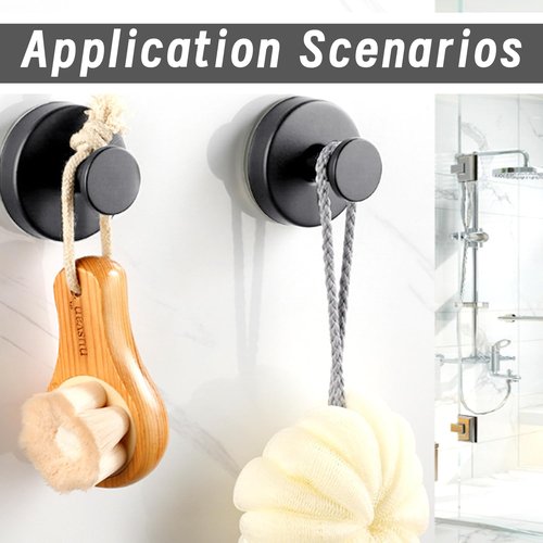Benvo Suction Cup Hooks - No Drill Stainless Steel Hanging Hooks for Bathroom & Kitchen | 2 Pack, Gray