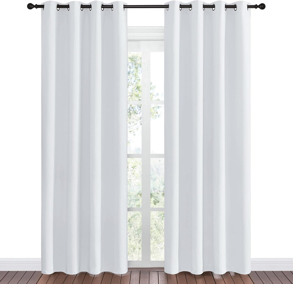 NICETOWN Room Darkening Curtains - Easy Care Thermal Insulated Grommet Drapes (2 Panels, 55" x 86", Greyish White)