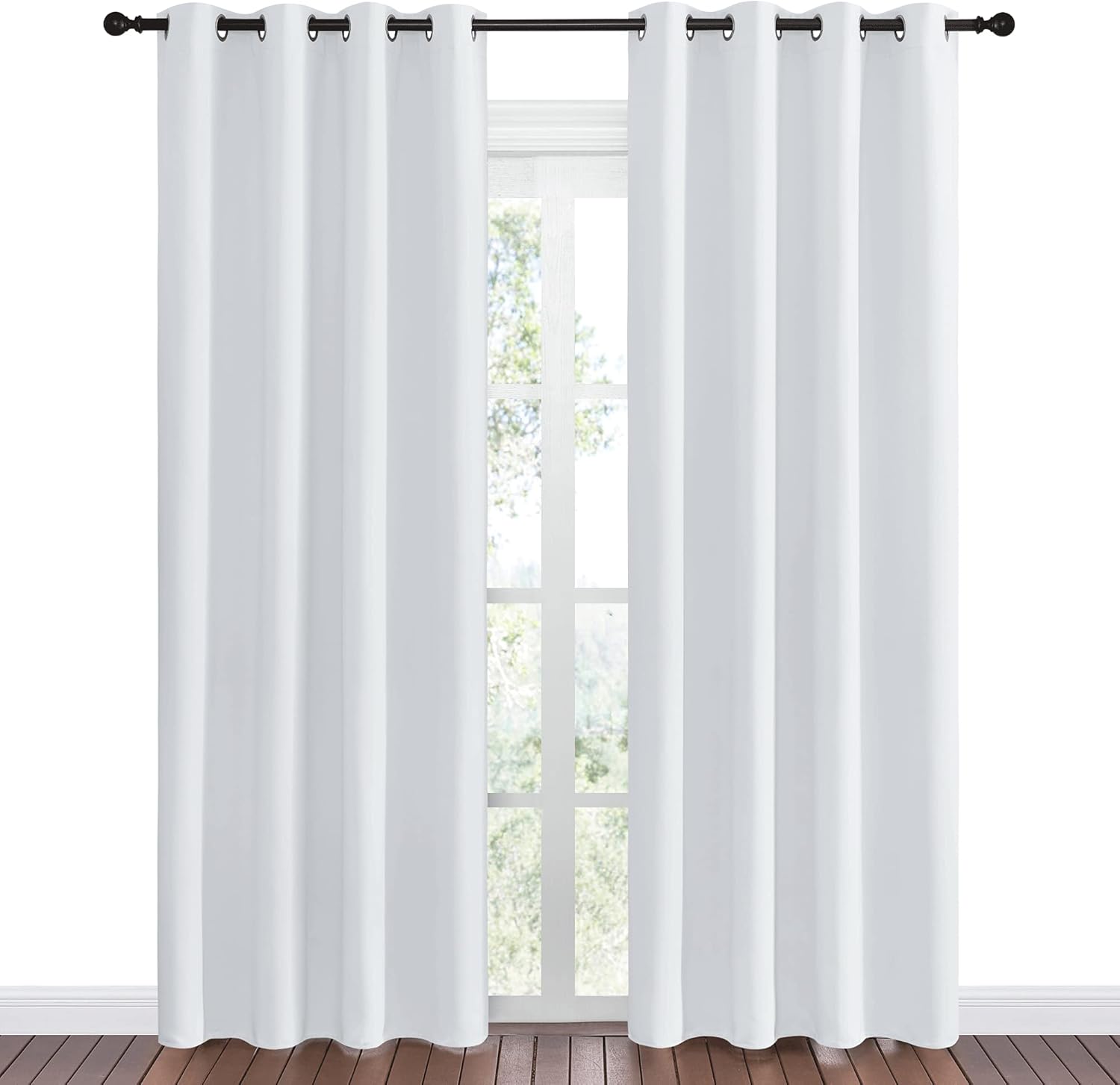 NICETOWN Room Darkening Curtains - Easy Care Thermal Insulated Grommet Drapes (2 Panels, 55" x 86", Greyish White)