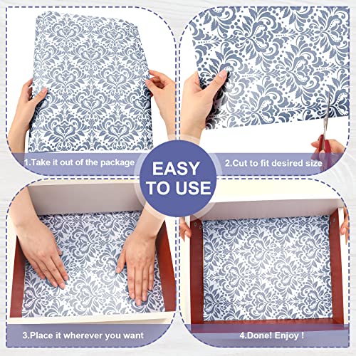 Lavender Scented Drawer Liners - Damask Print Non-Adhesive Shelf Paper, 10 Sheets