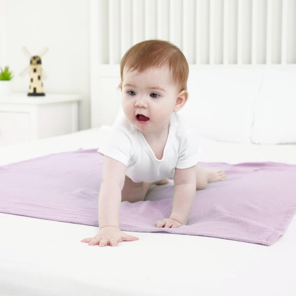 Skiennix Muslin Swaddle Blankets - Soft & Breathable 100% Cotton, 2 Pack, 40 x 40 Inches | Pink & Purple