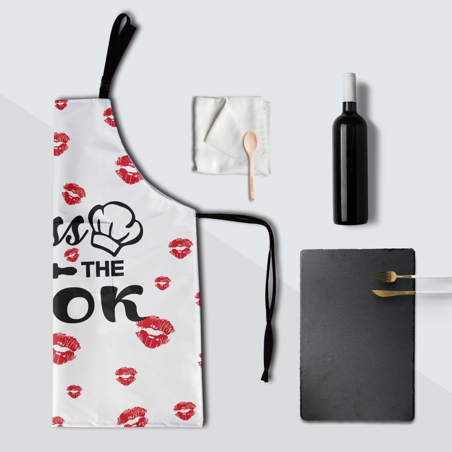 Imiss Kiss The Cook Kitchen Cooking Baking Apron - Funny Apron for Women Men，for Valentine's Day Gift Chef Home Grilling Baking