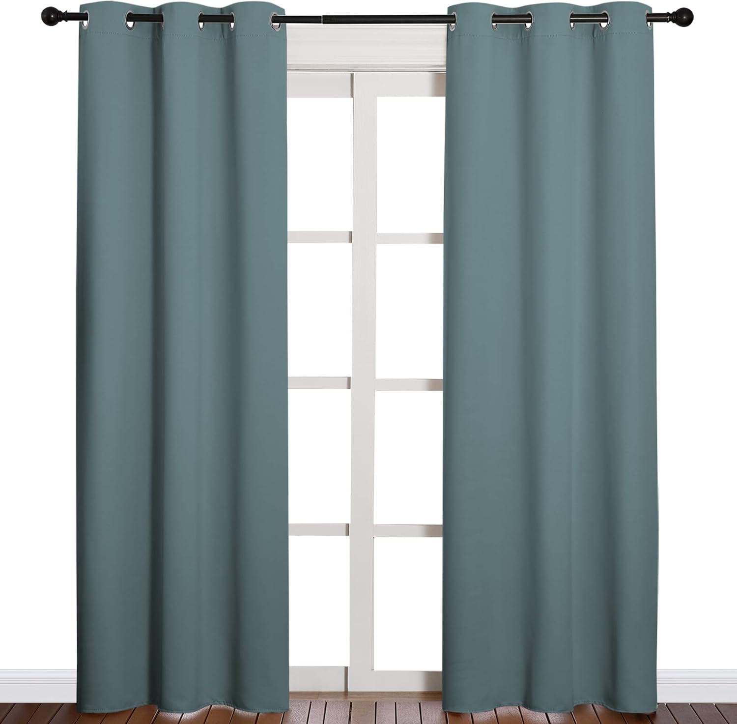 NICETOWN Blackout Curtains - Noise Reducing & Thermal Insulated Drapes | Greyish Blue, 2 Panels (W42 x L84-Inch)