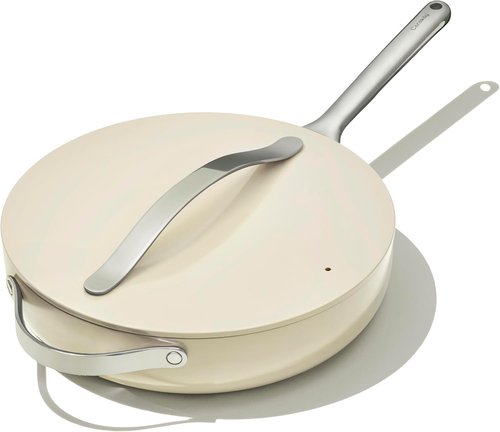 Caraway Nonstick Ceramic Sauté Pan - 4.5 Qt, 11.8" | Non-Toxic, Oven Safe, Compatible with All Stovetops - Cream