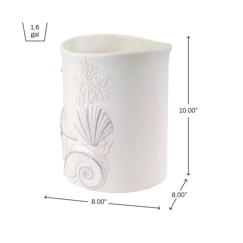 Avanti Linens - Wastebasket, Decorative Trash Can, Seashell Inspired Bathroom Accessories, Guest Bathroom Essentials (Sequin Shells Collection)