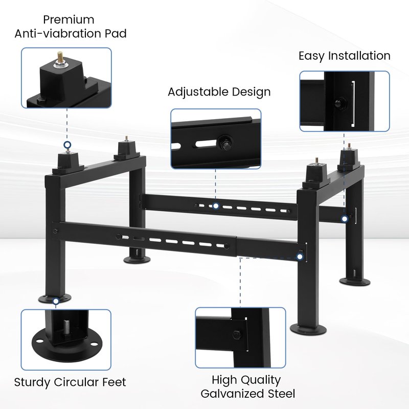 Saranna Mini Split Ground Stand, Heavy Duty Adjustable Mini Split Stand Condenser Stand w/800 LBS Load Capacity for 9000-36000 BTU Ductless Mini Split Air Conditioner Heat Pump, Black