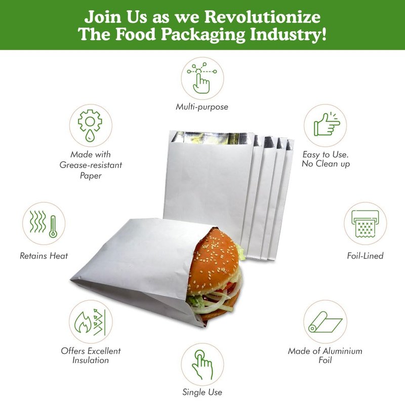 Regency Wraps Grease Resistant Snack Serving Bags, Foil Lined, Pack of 25 For Burgers, Sandwiches, Panini's, Pitas, Insulated to Keep food Warm