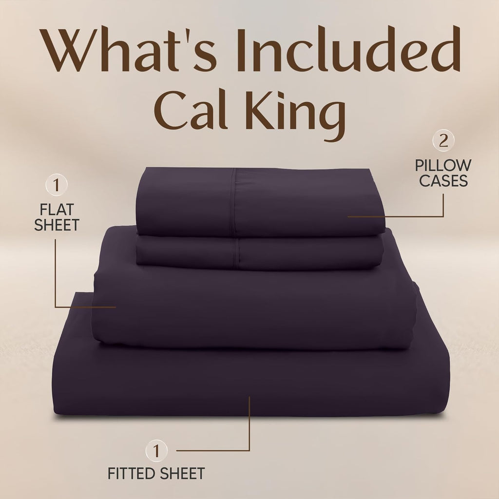 Utopia Bedding California King Sheet Set - Soft, Breathable Microfiber, 4-Piece in Purple | Oeko-Tex Certified