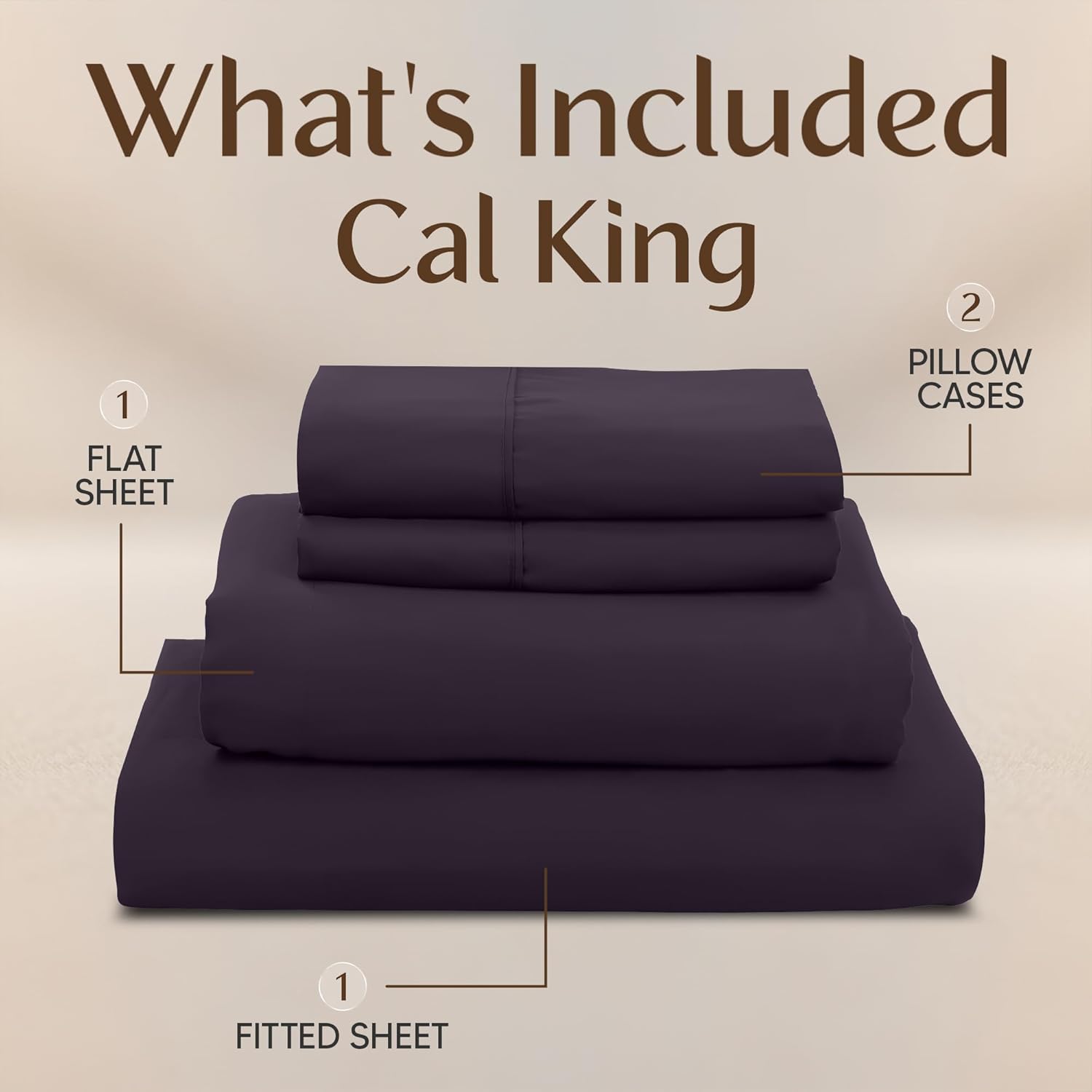 Utopia Bedding California King Sheet Set - Soft, Breathable Microfiber, 4-Piece in Purple | Oeko-Tex Certified