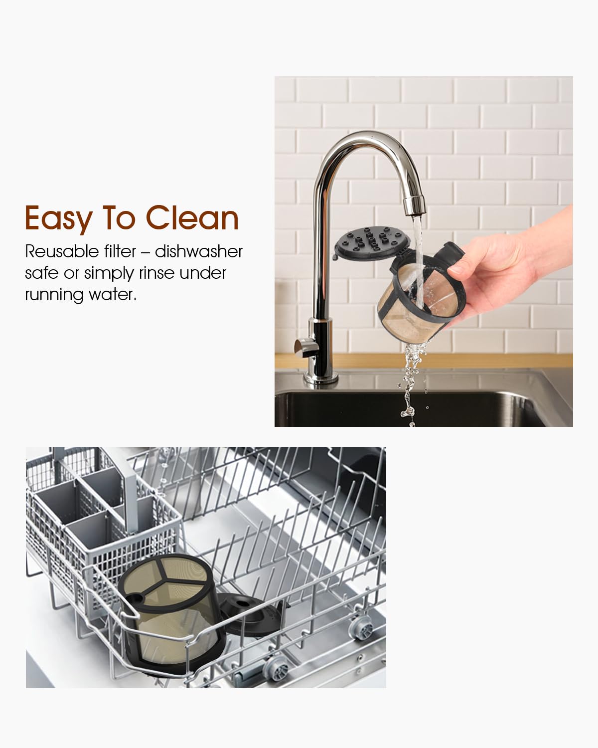 Permanent Coffee Filter for Ninja PB051 / PB040 / PB041ST - Compatible with Ninja Pods & Grounds Coffee Maker - Reusable Gold 304 Stainless Steel Mesh - Eco-Friendly Coffee Pod Accessory (1, Black)