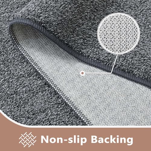 5x7 Grey Area Rug, Non-Slip Washable Soft Low-Pile Carpet for Living Room