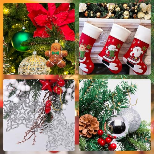 100 Pcs Gold Christmas Ornament Hooks with Storage Box, C-Shape Tree Hangers