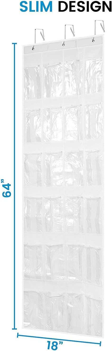 ZOBER Over The Door Shoe Organizer - 24 Pocket Hanging Rack for Shoes, Towels & Toys | Space-Saving Storage Solution