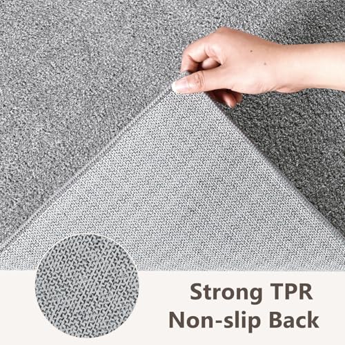 2x6 Grey Runner Rug, Washable Non-Slip Low-Pile Area Rug for Hallway