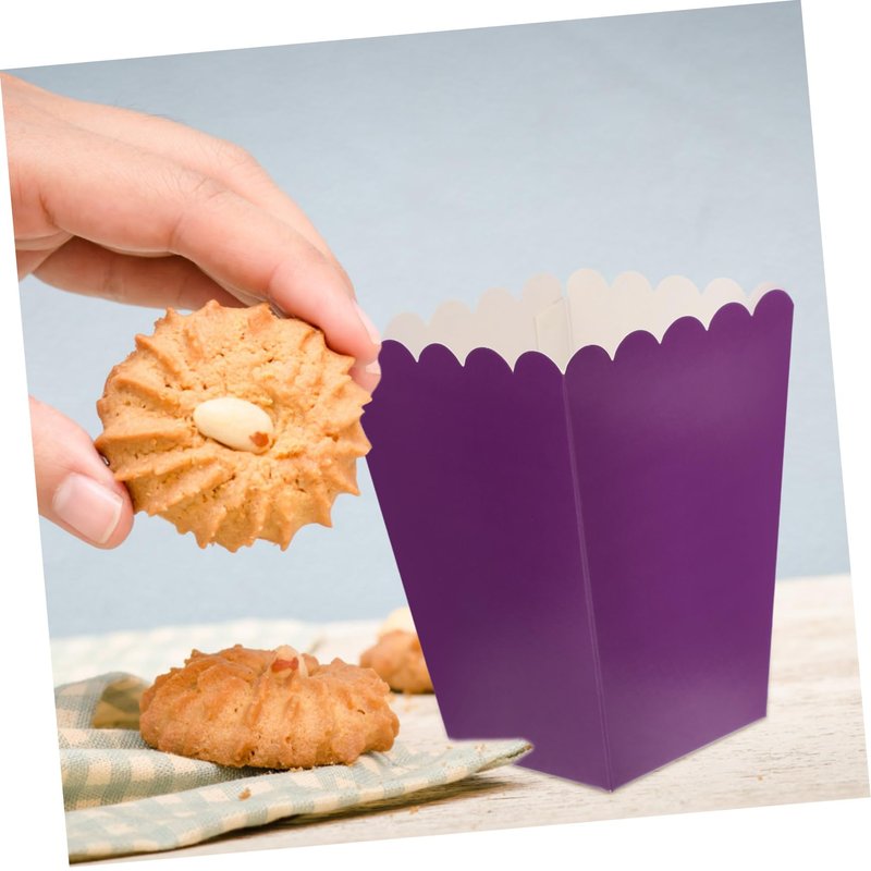 UPKOCH 50pcs Purple Popcorn Boxes, 10.7x7.5cm Snack Containers for Movie Theater/Candy Buffet, 250g Cardboard Party Favors Bulk for Wedding/Home Theater/Carnival