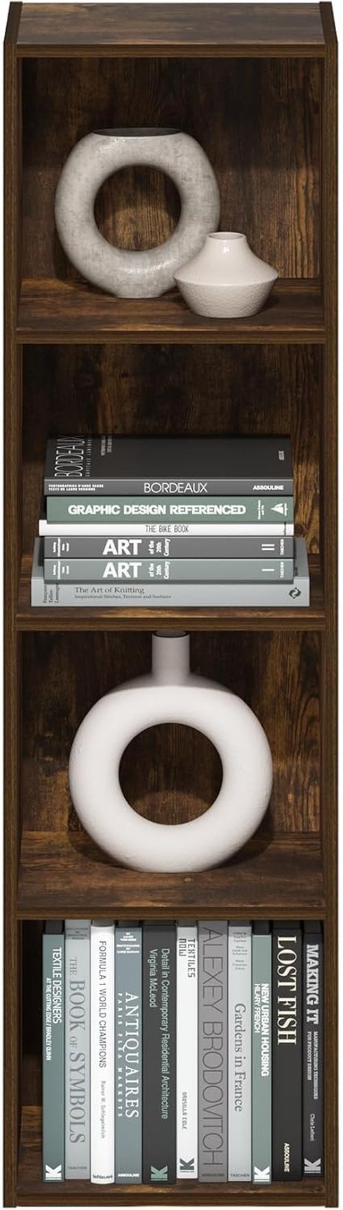 Furinno PASIR 4-Tier Modern Bookshelf - Easy Assembly Open Shelves Bookcase | Amber Pine, 9 x 12 x 42