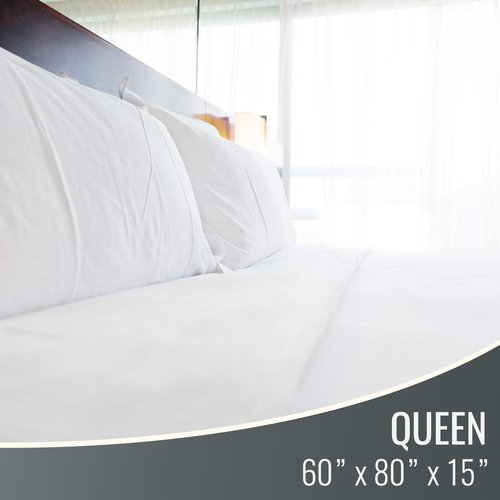 DMI Waterproof Mattress Protector - Encased Zippered Fit Bed Pad | Queen Size, White