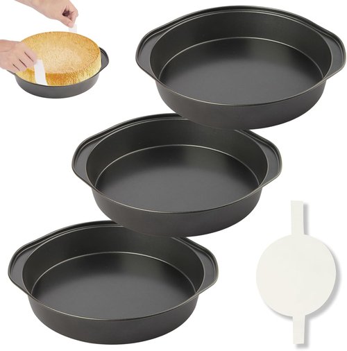 6 Inch Cake Pan Set by [Brand Name] - 3PCS Nonstick Round Baking Pans with 100 Parchment Papers | Dishwasher Safe