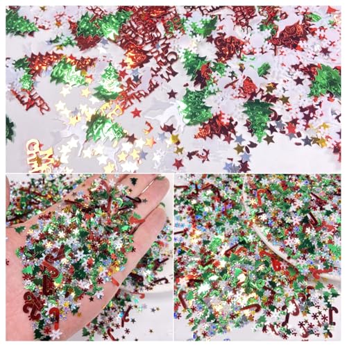 Christmas Confetti 4800 pcs Glitter Snowflakes Candy Canes Tree Decor