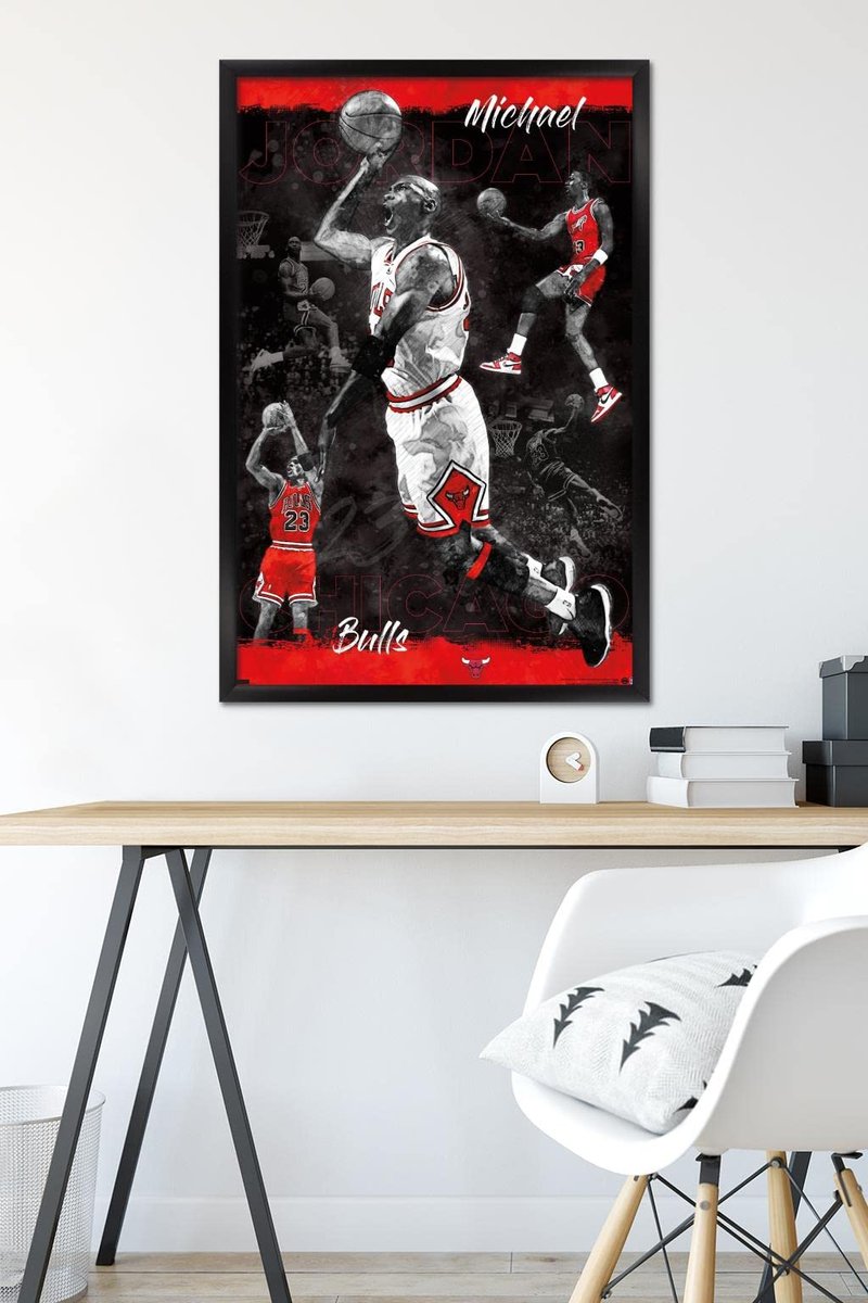 Trends International Michael Jordan - Sketch Wall Poster, 22.375" x 34", Black Framed Version