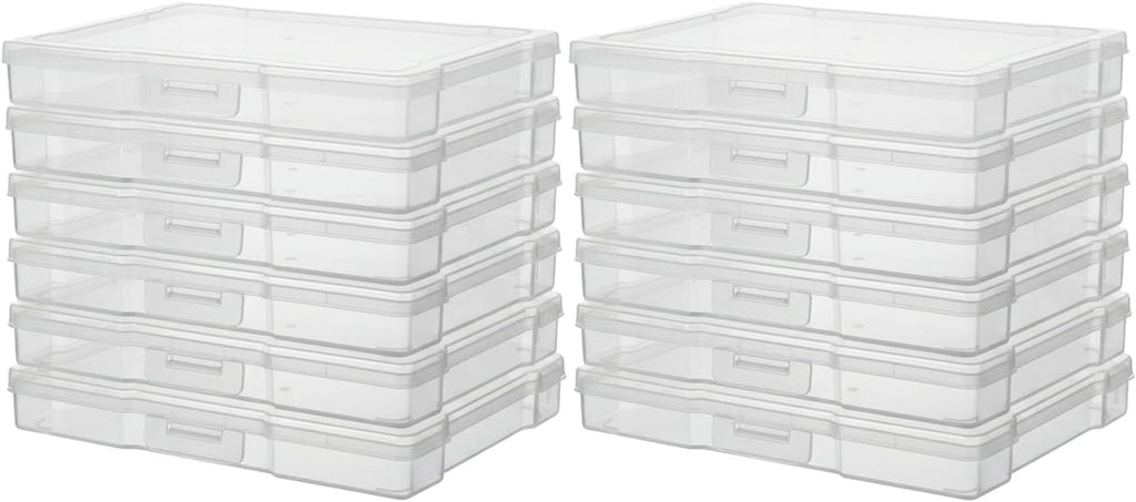 Novelinks 12-Pack Clear Photo Storage Boxes - 5"x7" Plastic Organizer Cases for Cards & Games