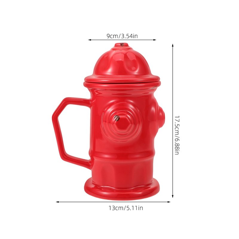 Alipis Fire Hydrant Mug Ceramic Tea Cup with Handle 6.88X5.11X3.54In Unique Red Water Coffee Drinkware for Home Office Party