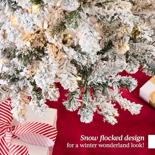 6ft Pre-Lit Snow Flocked Artificial Christmas Tree with 250 Lights & Stand