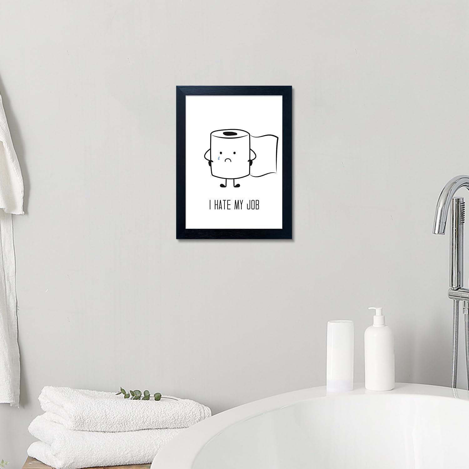 Regine Switzerland Black and White Bathroom Wall Art - Humorous Toilet Paper Canvas Print