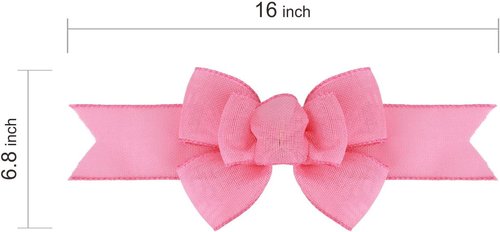 Meseey Pink Wired Ribbon - Handmade Burlap Bows for Spring & Summer Decor | 2 Pcs Set