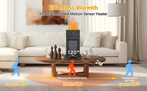 3-in-1 Space Heater,Humidifier/Sensor/ECO,Electric Heater with 90°Oscillating/Thermostat/12H Timer/Dual Control,Space Heater Indoor with 3D Flame Ambiance/Heater Heat Up 260 sq.ft(Amber Black)
