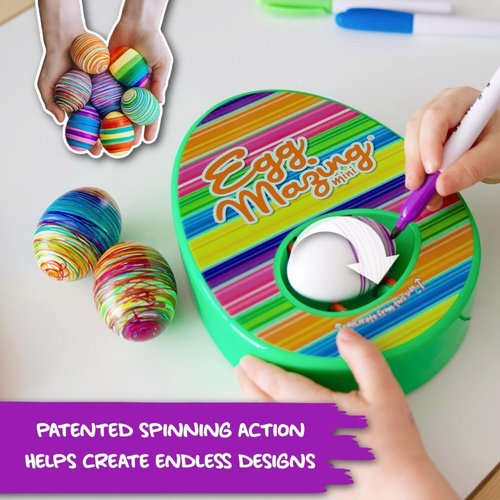 EggMazing Mini Egg Decorator Kit - Fun Arts and Crafts Set with Spinner & 6 Markers for Ages 3+