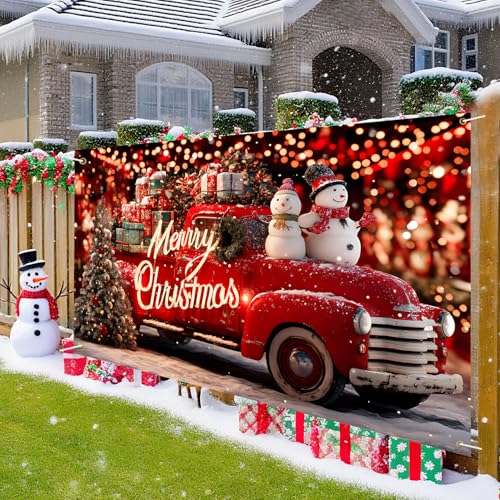 Leiweihope Merry Christmas Banner 71x43in Car Backdrop - Indoor/Outdoor Photo Studio Holiday Decor