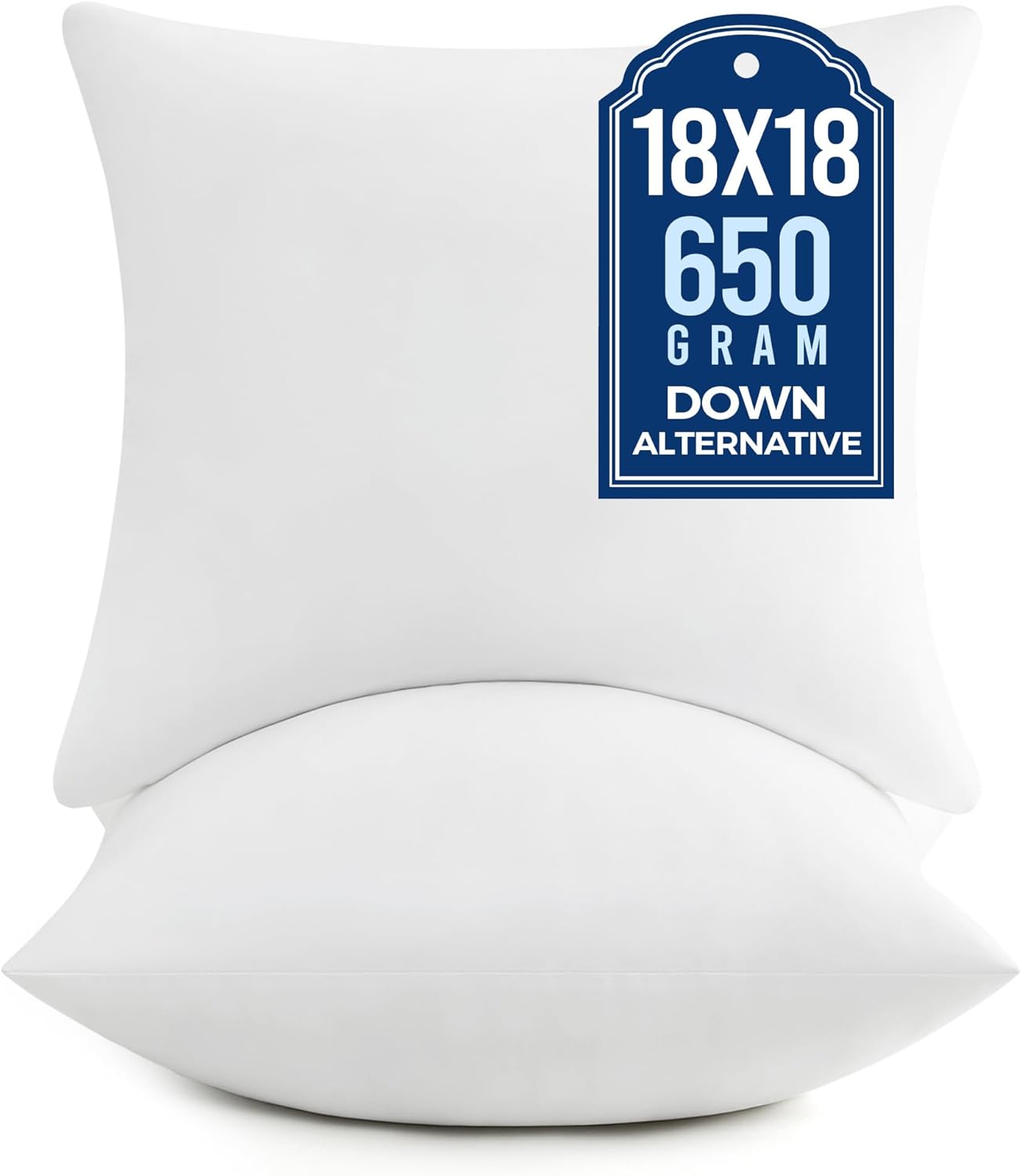 Puredown® Pillow Inserts - Fluffy Plush Square Sham Stuffers Set of 2 | Down Alternative for Couch & Home Decor