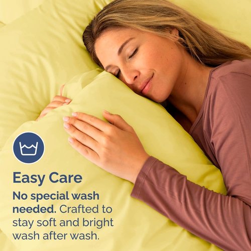 King Standard Pillow Cases by King - Ultra-Soft Hotel Quality | Fade-Free & Wrinkle Resistant - 2 Piece Set in Yellow