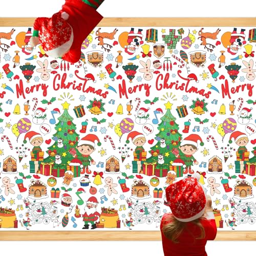 WhatSign Christmas Coloring Tablecloth 72x30 - 1-christmas Holiday Kids Party Decor
