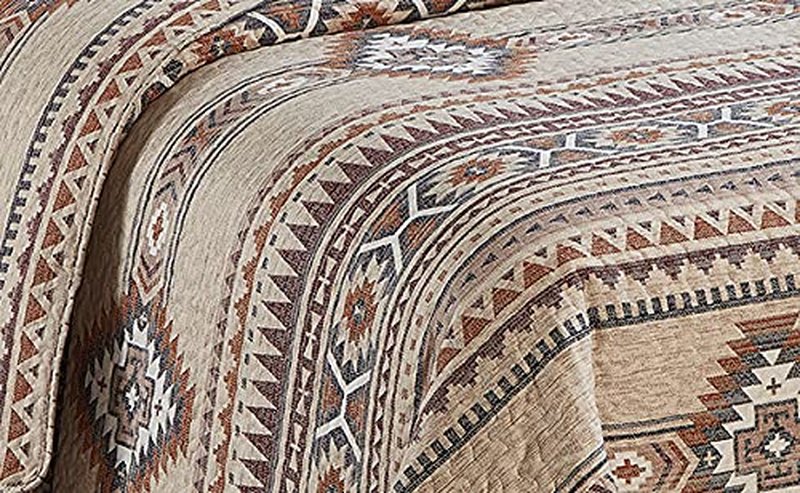 Rugs 4 Less Rustic Southwest Quilted Western Bedspread Bedding Set in Brown Beige Taupe Charcoal and Tribal Native American Patterns - Nevada (Full/Queen)
